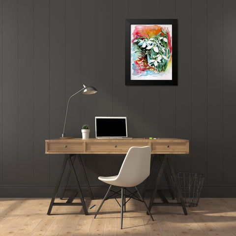 Snowdrops II Black Modern Wood Framed Art Print by Kovacs, Anna Brigite
