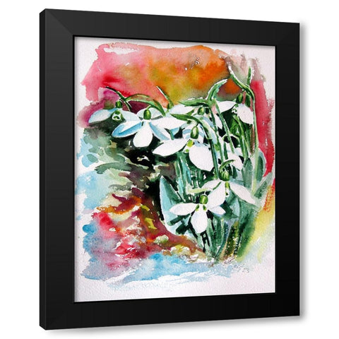 Snowdrops II Black Modern Wood Framed Art Print with Double Matting by Kovacs, Anna Brigite