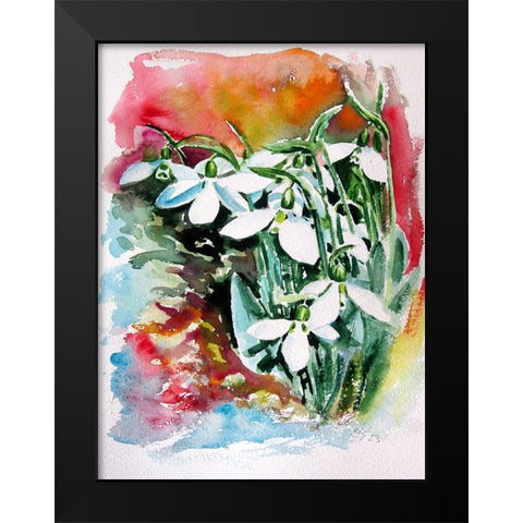 Snowdrops II Black Modern Wood Framed Art Print by Kovacs, Anna Brigite