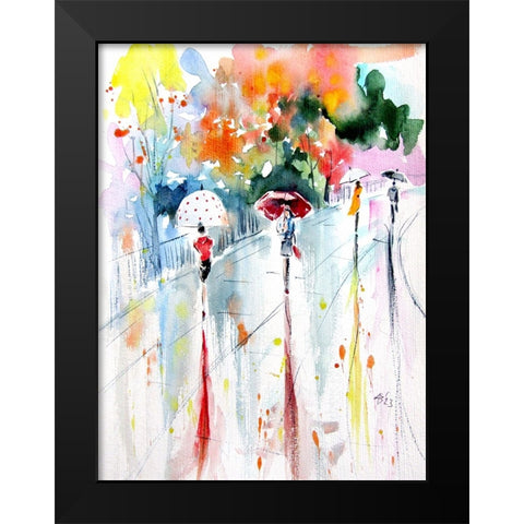 Walking Peoples I Black Modern Wood Framed Art Print by Kovacs, Anna Brigite