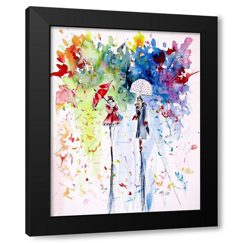 Walking Peoples II Black Modern Wood Framed Art Print with Double Matting by Kovacs, Anna Brigite