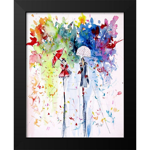 Walking Peoples II Black Modern Wood Framed Art Print by Kovacs, Anna Brigite