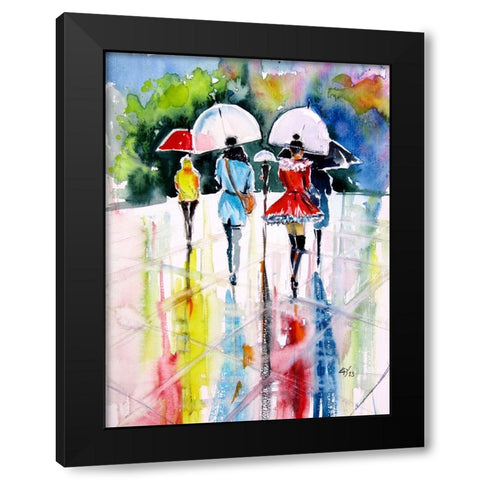 Walking Peoples III Black Modern Wood Framed Art Print with Double Matting by Kovacs, Anna Brigite