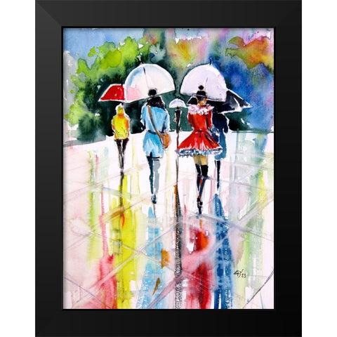 Walking Peoples III Black Modern Wood Framed Art Print by Kovacs, Anna Brigite