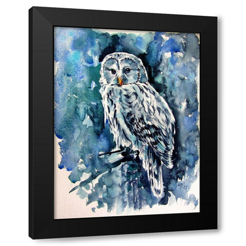 Owl in the Forest Black Modern Wood Framed Art Print by Kovacs, Anna Brigite