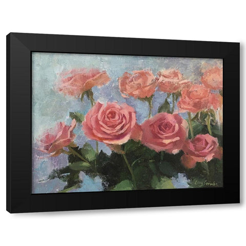 Rose Morning Black Modern Wood Framed Art Print with Double Matting by Strube, Ling