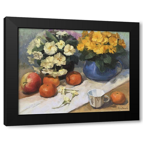 Primrose with Still Life Black Modern Wood Framed Art Print with Double Matting by Strube, Ling