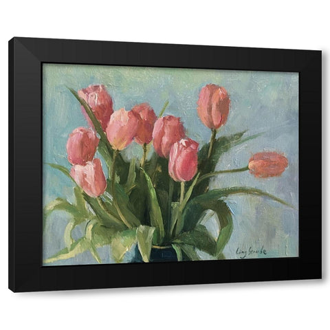 Spring Happiness Black Modern Wood Framed Art Print with Double Matting by Strube, Ling