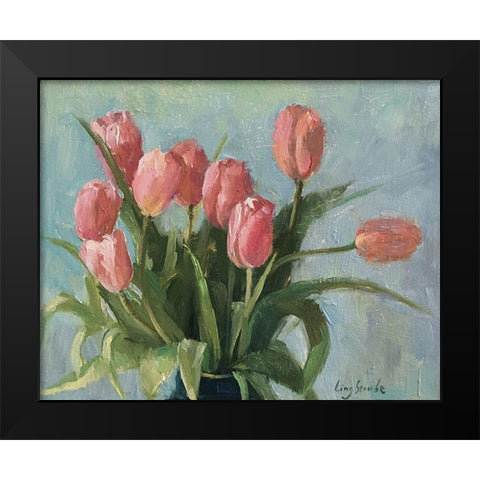 Spring Happiness Black Modern Wood Framed Art Print by Strube, Ling