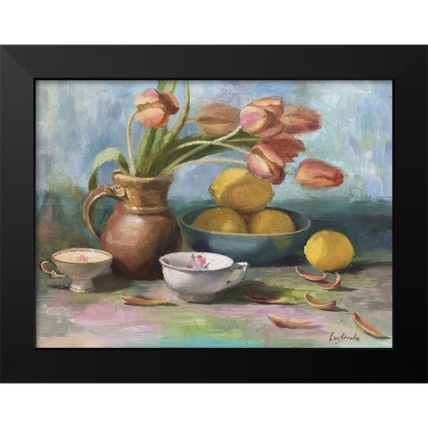 Still Life with Tulips Black Modern Wood Framed Art Print by Strube, Ling