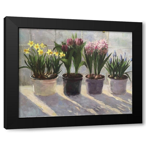 Spring Gathering Black Modern Wood Framed Art Print by Strube, Ling