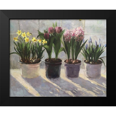 Spring Gathering Black Modern Wood Framed Art Print by Strube, Ling