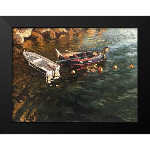 Boatds in Evening Light Black Modern Wood Framed Art Print by Strube, Ling