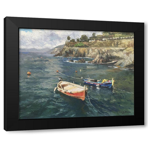 Boats in Italy Black Modern Wood Framed Art Print with Double Matting by Strube, Ling