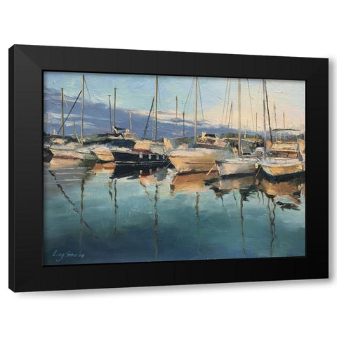 Italy Harbour - San Remo Black Modern Wood Framed Art Print with Double Matting by Strube, Ling