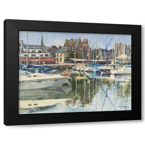 Paimpol Harbour Black Modern Wood Framed Art Print with Double Matting by Strube, Ling