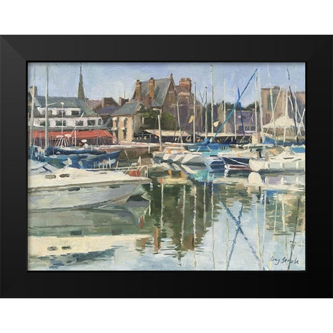 Paimpol Harbour Black Modern Wood Framed Art Print by Strube, Ling