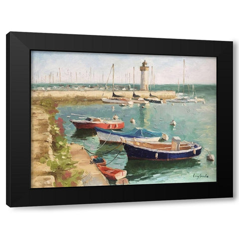 France Harbour Black Modern Wood Framed Art Print with Double Matting by Strube, Ling