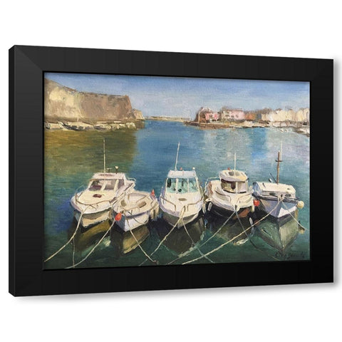 France Harbour II Black Modern Wood Framed Art Print by Strube, Ling