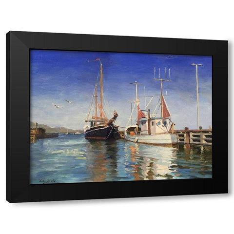 Danmark Harbour Black Modern Wood Framed Art Print by Strube, Ling