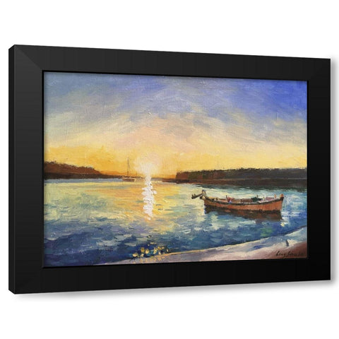 Cefalu, Sicily Sunset Black Modern Wood Framed Art Print by Strube, Ling