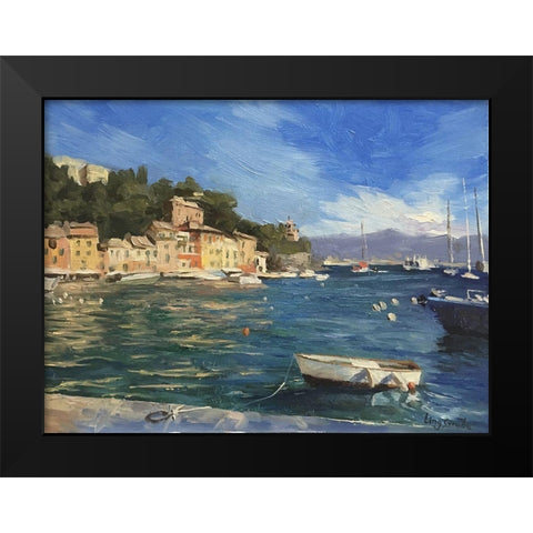 Portofino Black Modern Wood Framed Art Print by Strube, Ling