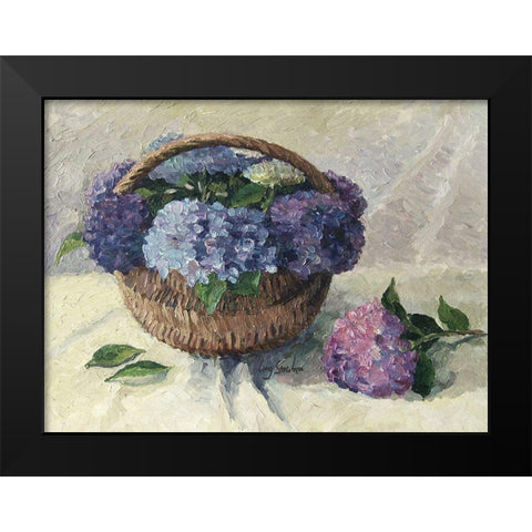 Hydrangeas in Basket Black Modern Wood Framed Art Print by Strube, Ling
