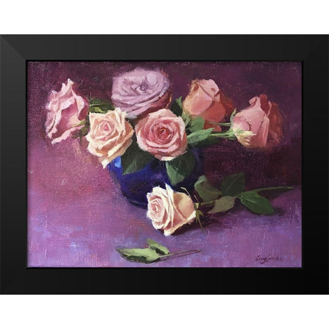 Rose Bouquet II Black Modern Wood Framed Art Print by Strube, Ling