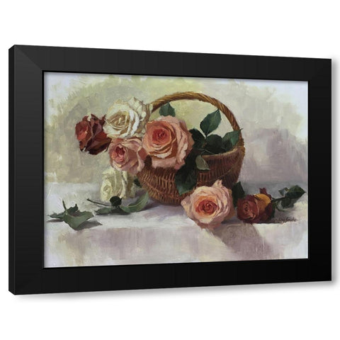 Rose Basket Black Modern Wood Framed Art Print by Strube, Ling