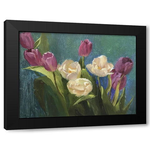 Tulips Black Modern Wood Framed Art Print with Double Matting by Strube, Ling