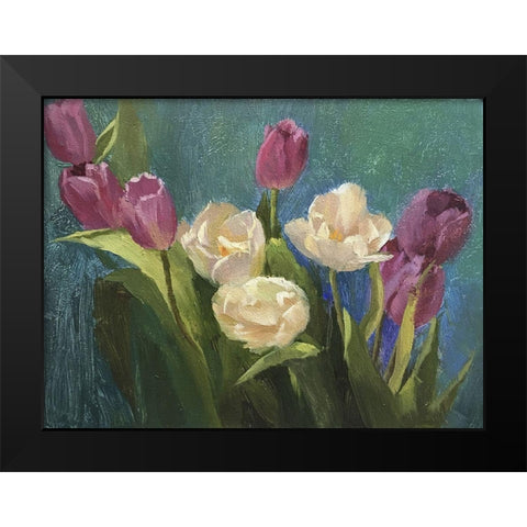 Tulips Black Modern Wood Framed Art Print by Strube, Ling