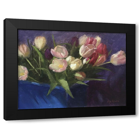 Tulips II Black Modern Wood Framed Art Print with Double Matting by Strube, Ling
