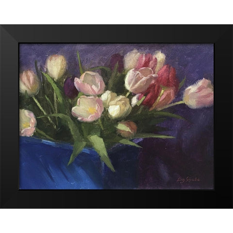 Tulips II Black Modern Wood Framed Art Print by Strube, Ling