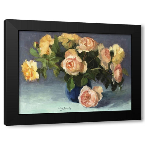Summer Roses Black Modern Wood Framed Art Print with Double Matting by Strube, Ling