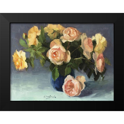 Summer Roses Black Modern Wood Framed Art Print by Strube, Ling