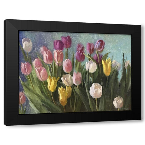 Tulips III Black Modern Wood Framed Art Print with Double Matting by Strube, Ling