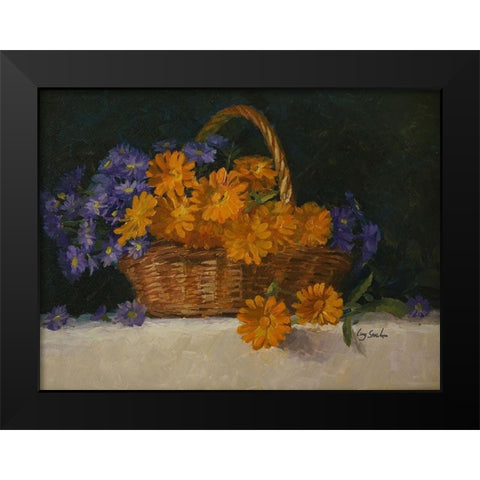 Flower Basket Black Modern Wood Framed Art Print by Strube, Ling
