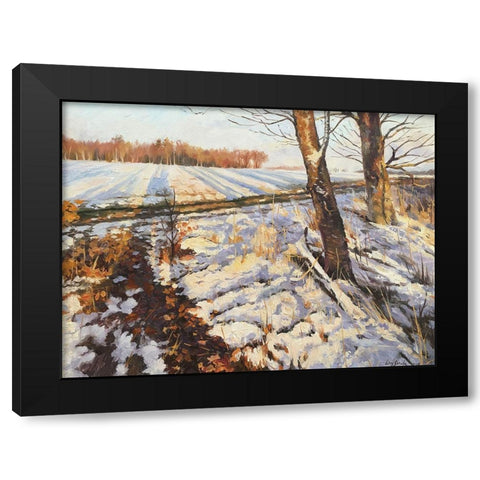 An Evening in Winter Black Modern Wood Framed Art Print with Double Matting by Strube, Ling