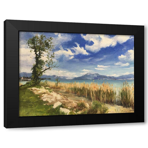 Garda Lake  in Spring Black Modern Wood Framed Art Print by Strube, Ling