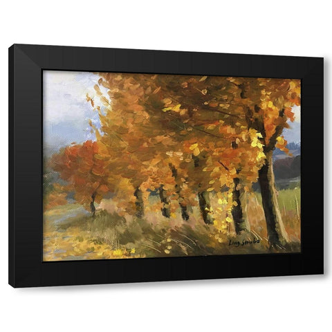 Golden Season Black Modern Wood Framed Art Print with Double Matting by Strube, Ling