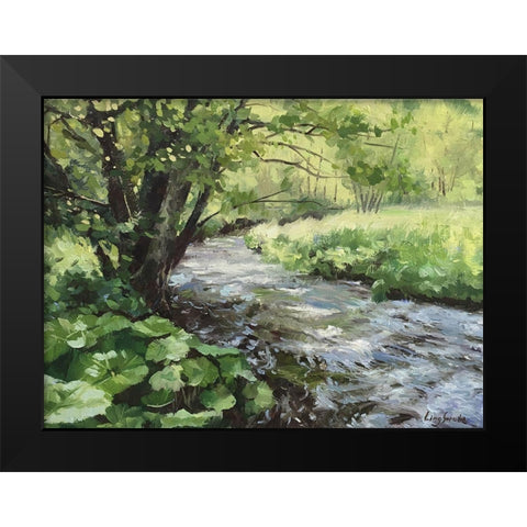 Springtime Black Modern Wood Framed Art Print by Strube, Ling