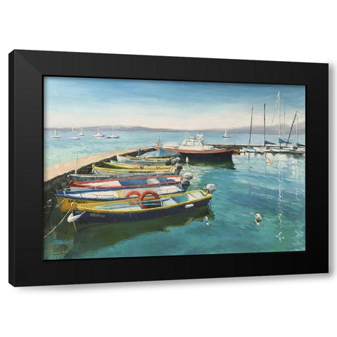 Italy Seascape Black Modern Wood Framed Art Print with Double Matting by Strube, Ling
