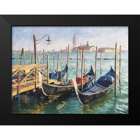 Stroll in Venice III Black Modern Wood Framed Art Print by Strube, Ling