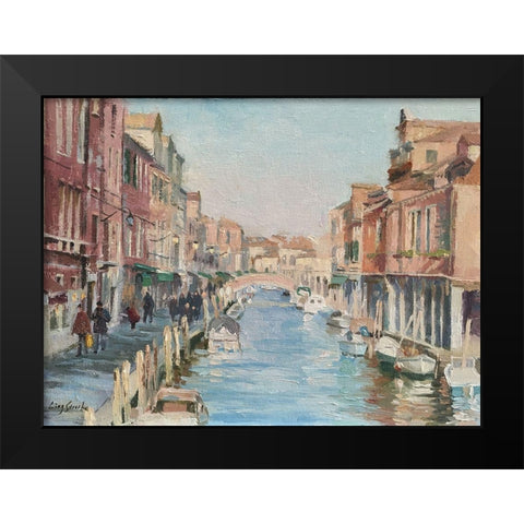 Stroll in Venice IV Black Modern Wood Framed Art Print by Strube, Ling