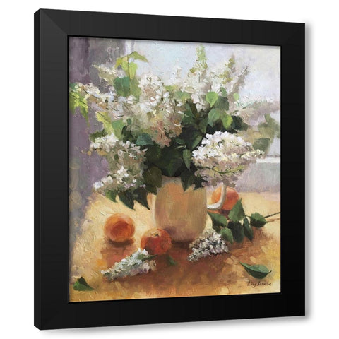 The White Lilac Black Modern Wood Framed Art Print with Double Matting by Strube, Ling