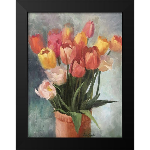 Tulips in Vase Black Modern Wood Framed Art Print by Strube, Ling
