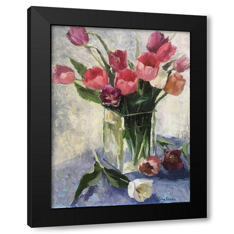 Tulips in Vase II Black Modern Wood Framed Art Print by Strube, Ling