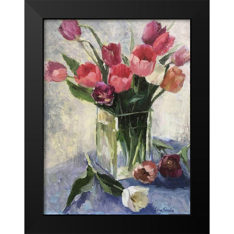 Tulips in Vase II Black Modern Wood Framed Art Print by Strube, Ling