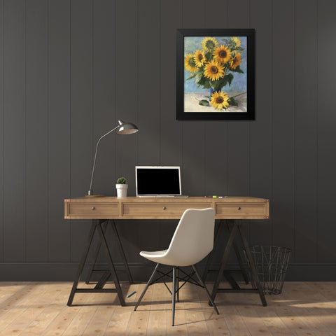 Sunflower Black Modern Wood Framed Art Print by Strube, Ling