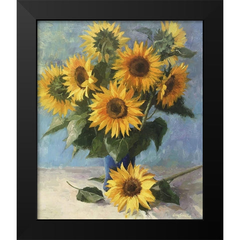 Sunflower Black Modern Wood Framed Art Print by Strube, Ling